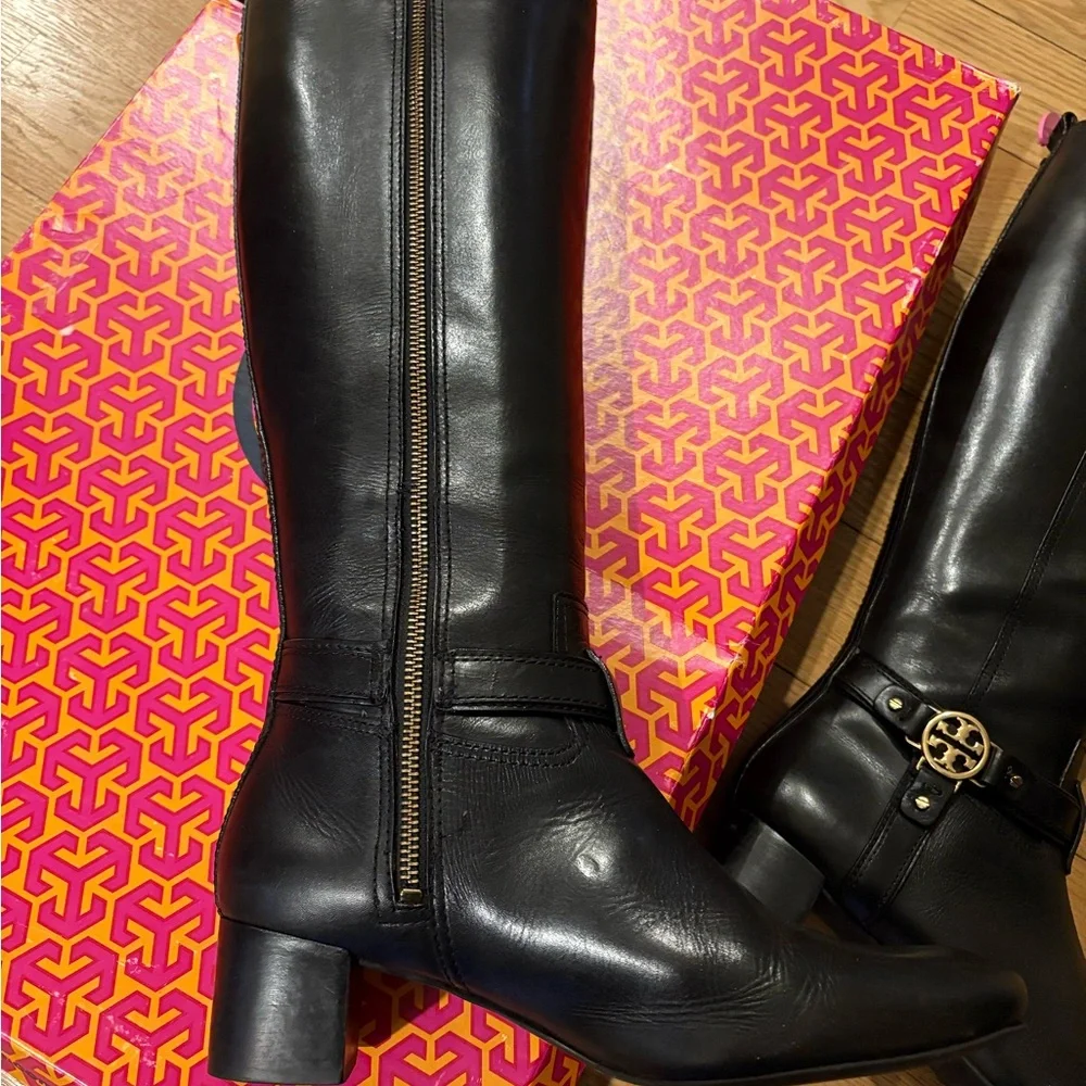 Tory Burch Black Leather Riding Boots